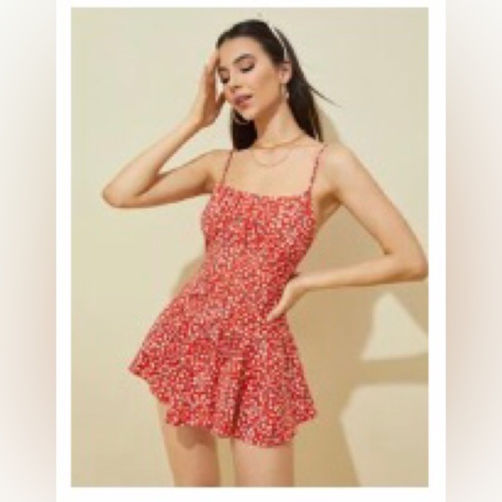 Shein Ditsy Floral Ruched Bust Cami Jumpsuit